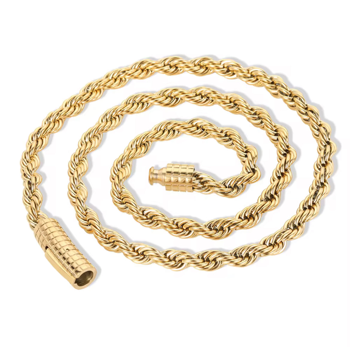 Cadena de soga chapado en pvd 18k Acero inoxidable.