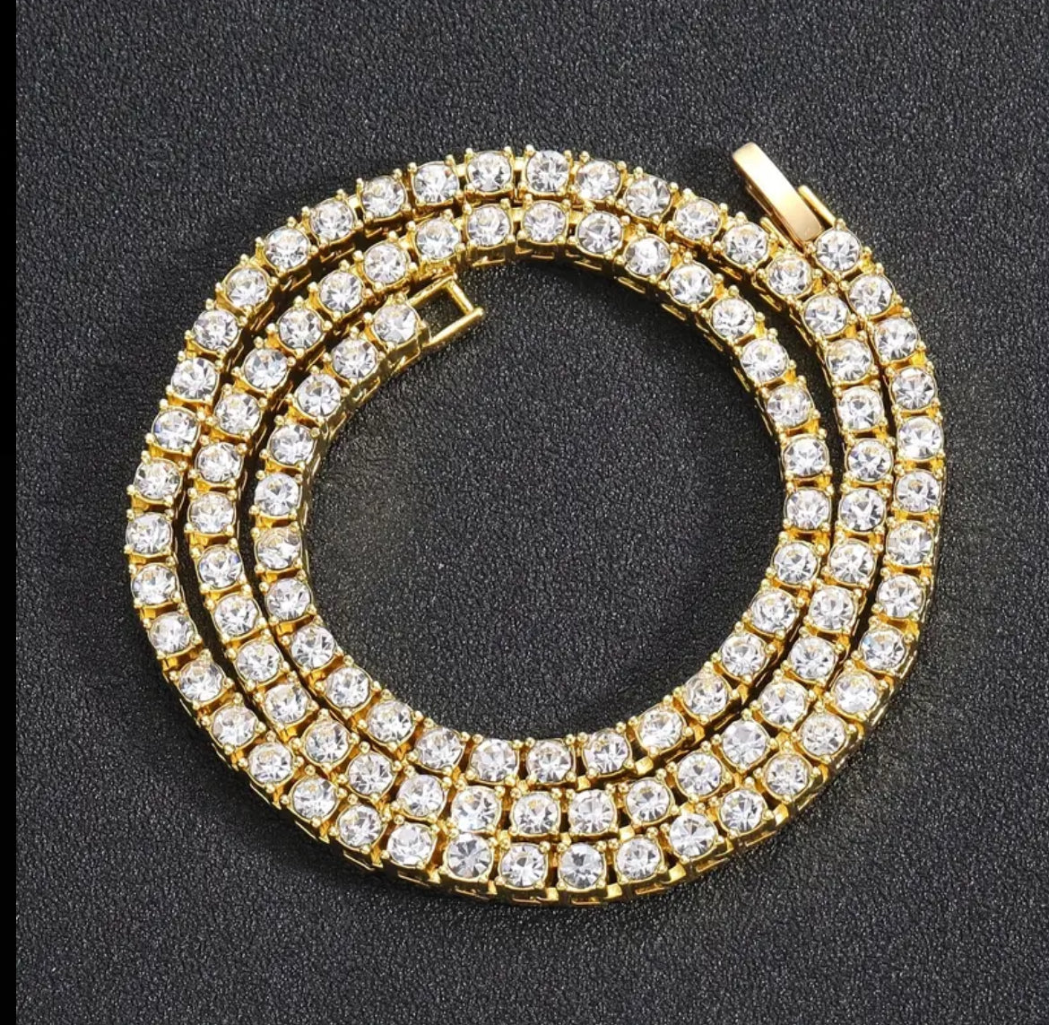 Cadena Tennis chapada en oro Zirconia.