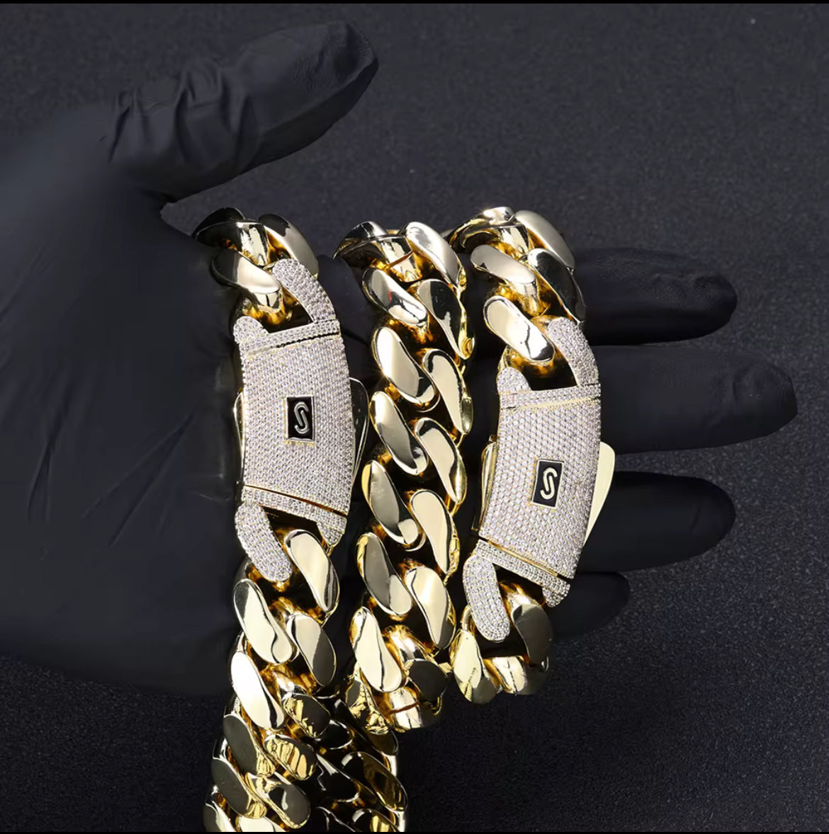 Pulsera Cubana Monaco laminado en oro real 14k