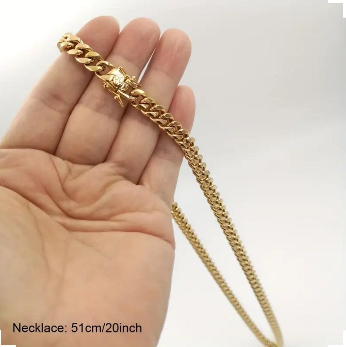 Cadena Cubana de eslabones de acero inoxidable enchapada 18k