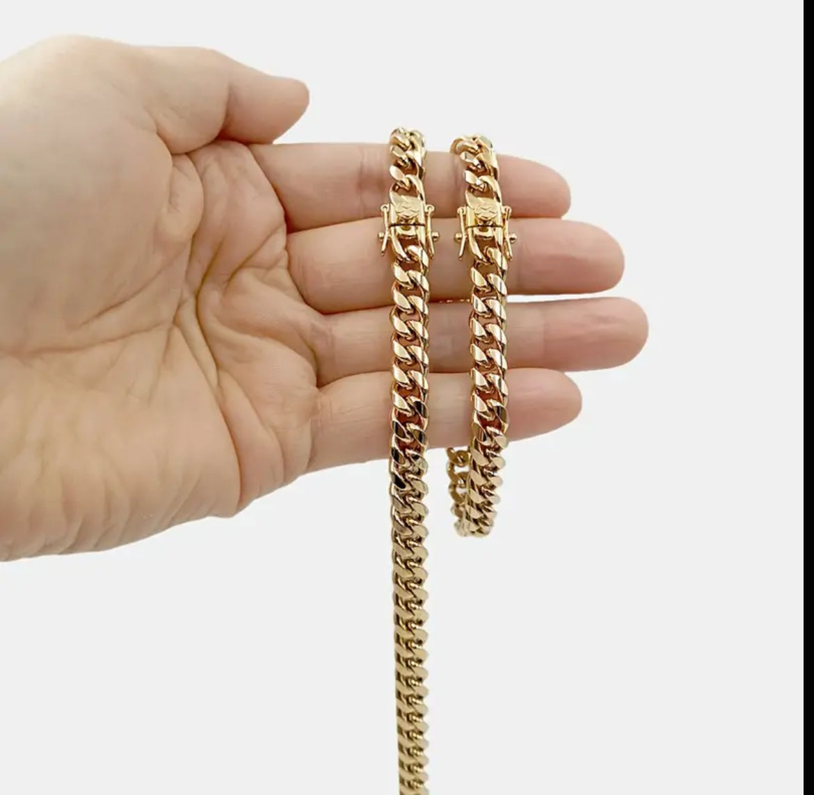 Cadena Cubana de eslabones de acero inoxidable enchapada 18k