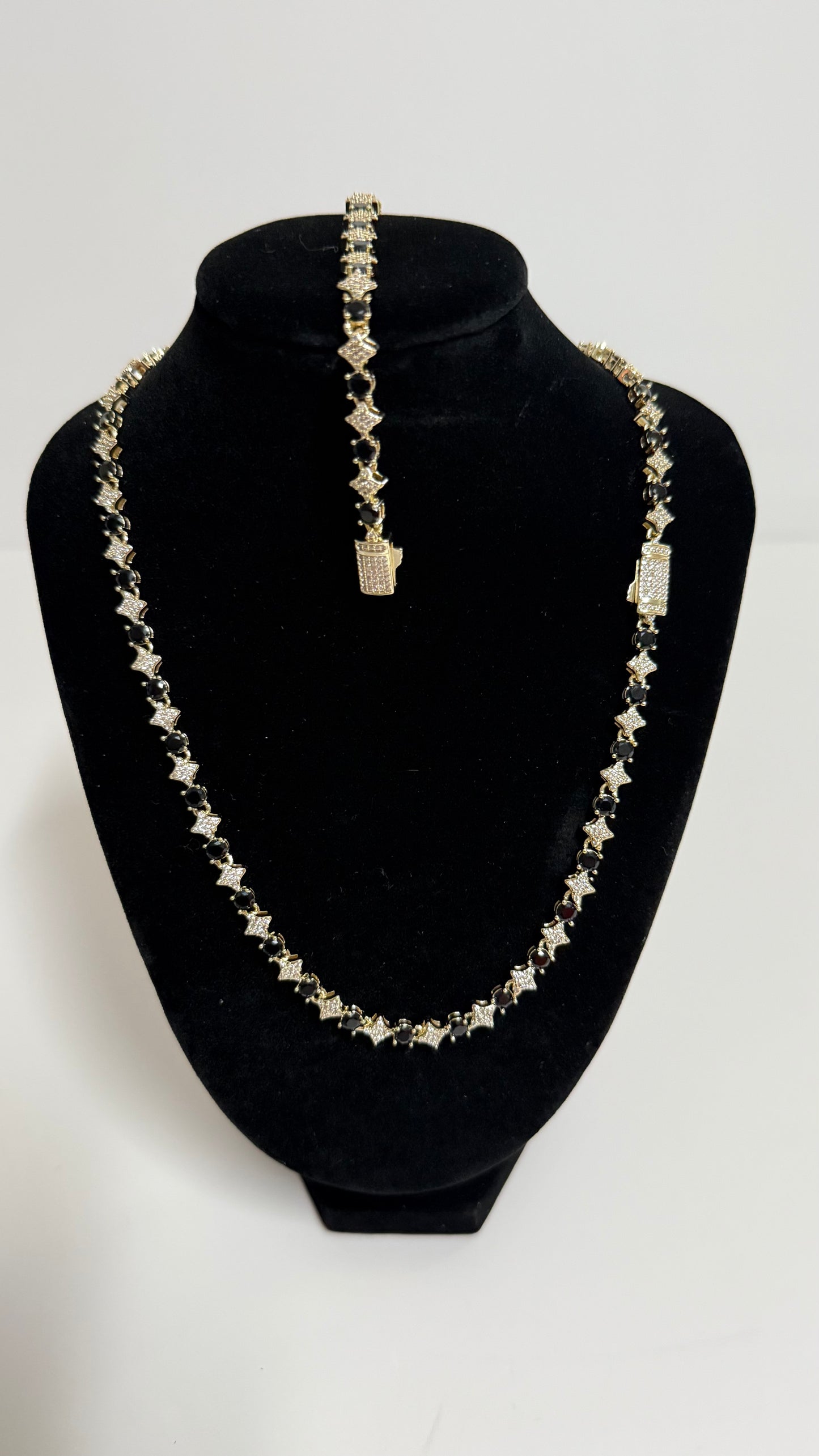 Tennis Chain Diamond Star Gold Black
