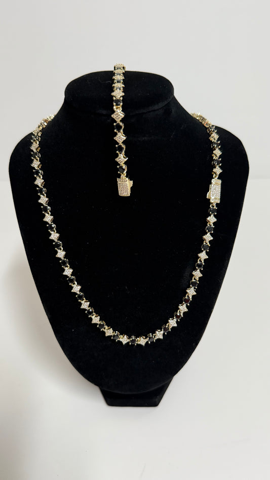 Tennis Chain Diamond Star Gold Black